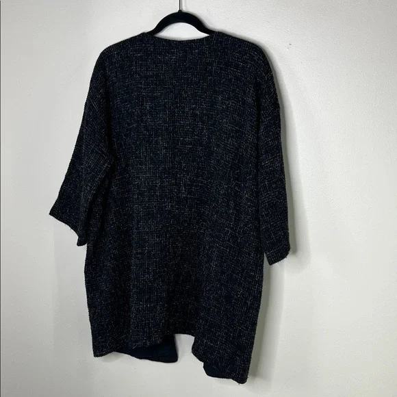 Eileen Fisher Briar Patch Black Wool open front 3/4 sleeve Jacket Blazer size XL - Picture 10 of 13